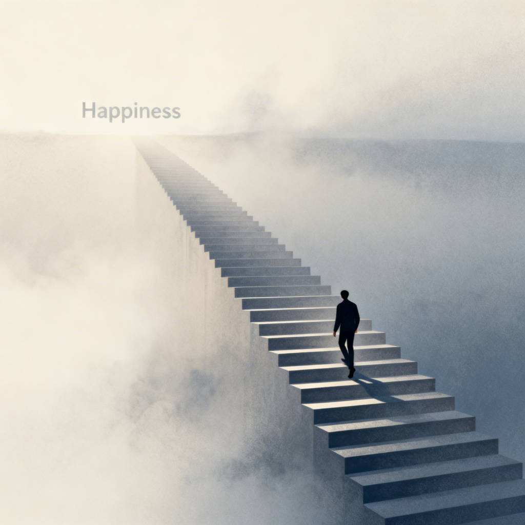 escalera infinita simbolizando la trampa de la felicidad